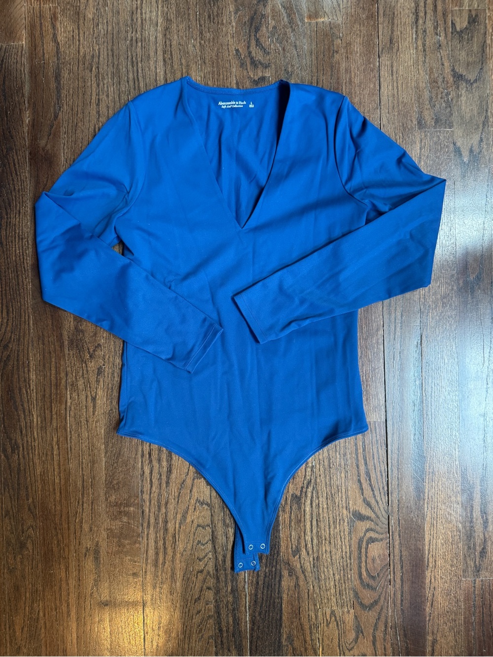Abercrombie and Fitch Long Sleeve V-Neck Blue One-Piece Bodysuit